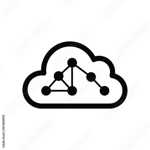 Cloud Connection Diagram: The image illustrates a network cloud diagram, emphasizing data connectivity and the cloud environment.