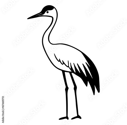 Elegant Crane Silhouette in Minimalist Style for Nature Inspired Designs