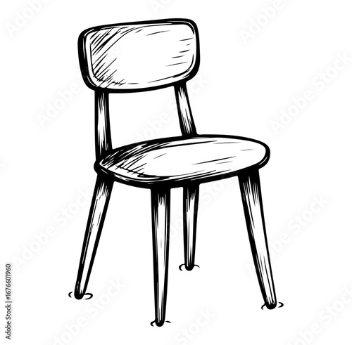 Hand-Drawn Wooden Chair Design Sketch for Artistic Use in Projects