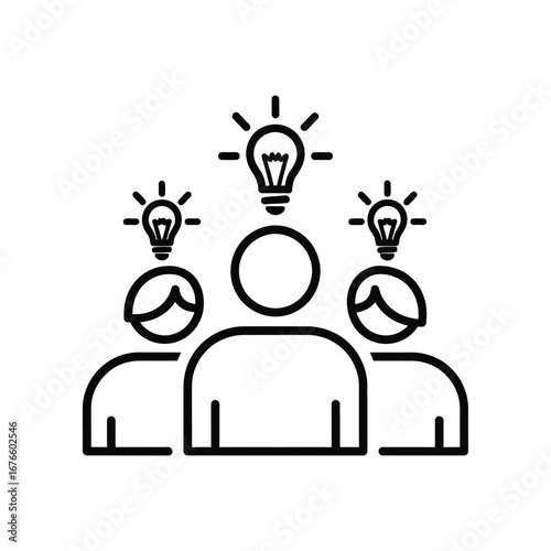 Brainstorming Brilliance: An illustration showcasing a team generating ideas, each member's head adorned with a glowing lightbulb, symbolizing creativity and collaboration.