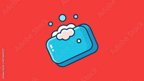 Bath Soap Vector Icon  in red background vector illustration.