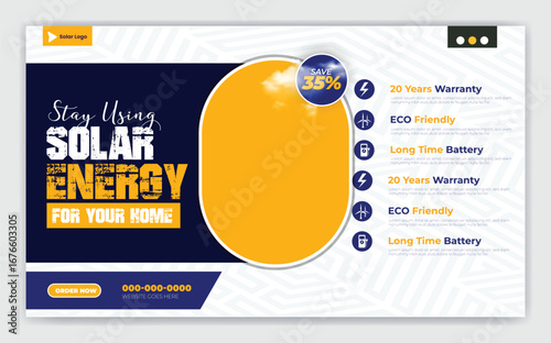 Solar energy panel and power saving social media banner design
