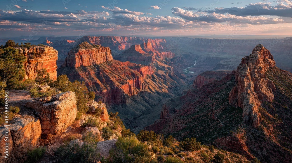 Fototapeta premium Majestic sunset over grand canyon landscape arizona scenic photography natural environment aerial view nature's beauty