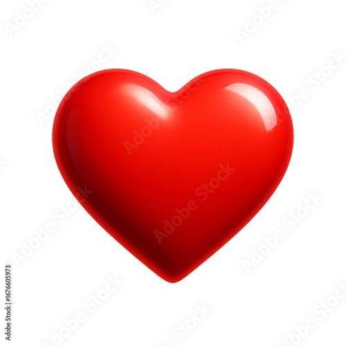 Shiny red heart illustration on black background with smooth surface