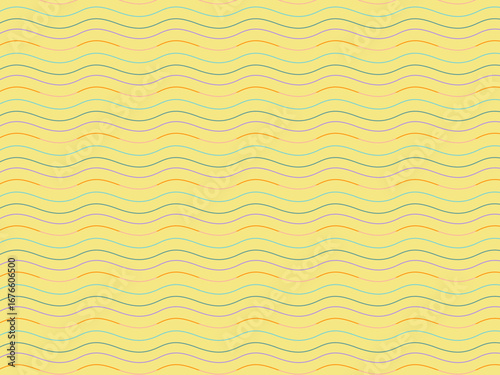 Gentle wavy lines in soft yellow and green on a pale yellow background.