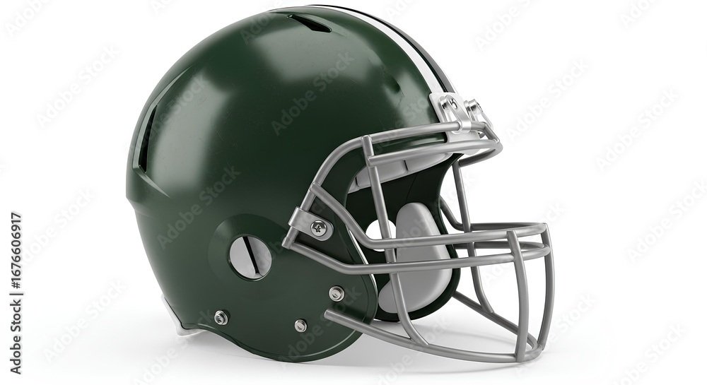 Naklejka premium Green Football Helmet Sporting Safety Gear for Protecting the Head