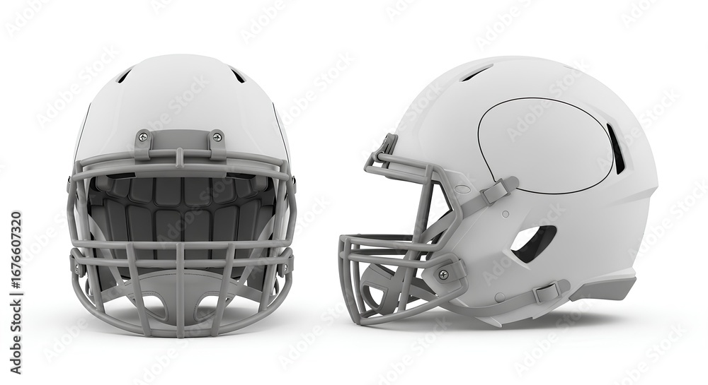 Fototapeta premium American Football Helmet Front and Side Views - 3D Render