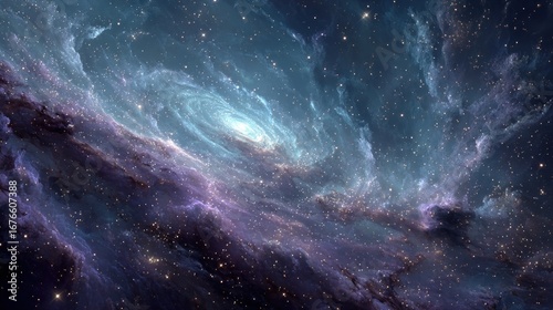 Fototapeta Naklejka Na Ścianę i Meble -  Galactic wonders exploring the beautiful swirls of cosmic nebulae in deep space imagery