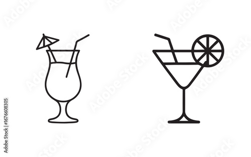 Cocktail Glasses Icon Set