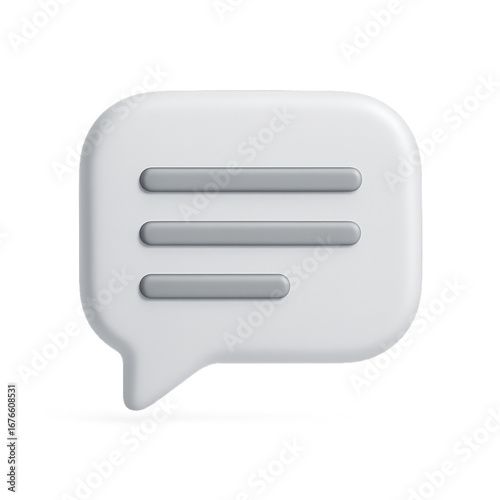 White speech bubble icon 3d rendering on black background