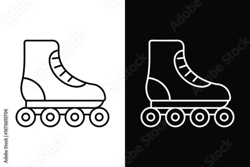 Simple Rollerblades Icon Vector. Clean Line Art Design on White Background