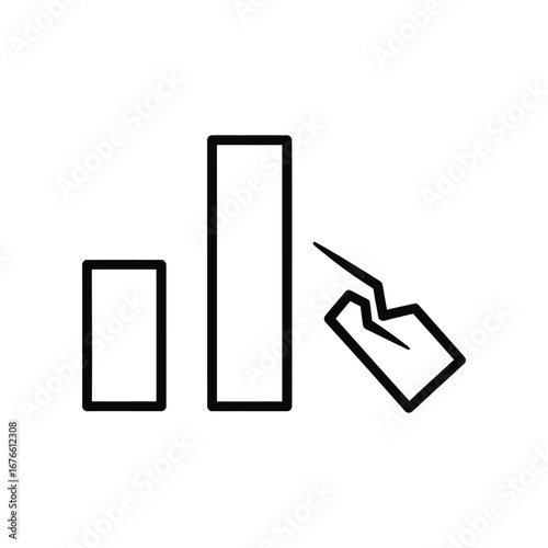 Decline in Business: Symbolic representation of a collapsing bar chart, depicting economic downturn.