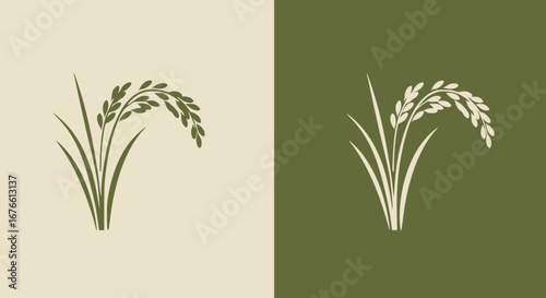 Minimalist icon of a rice plant