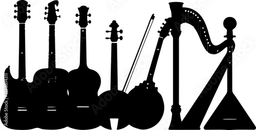 Silhouettes of String Musical Instruments Collection" Vector Bundle