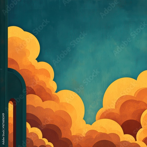 Abstract Cloudy Sky Design with Earthy Tones and Modern Elements