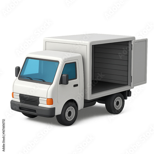 White delivery truck with open back doors transport services