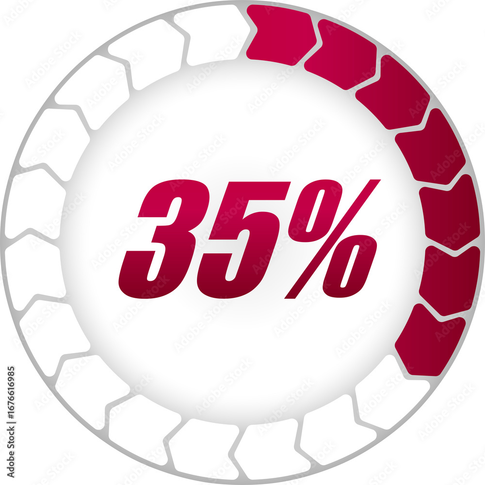 Fototapeta premium Percentage and Progress Icon. 35% Illustration