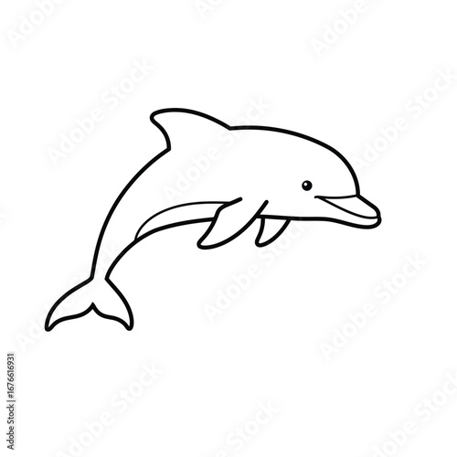 a black outline of a dolphin on a white background