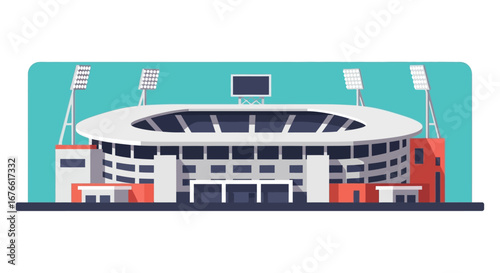 Colorful Flat Design of a Modern Stadium