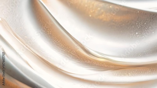 Fluid Abstract Art Swirling Cream and Gold Hues, Moebius-Inspired Texture, 4K Resolution