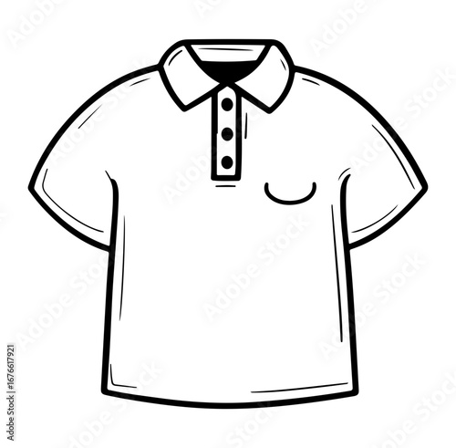 This image features a simple outline of a classic polo shirt design. It is ideal for fashion illustrations, graphic design, or clothing branding projects.