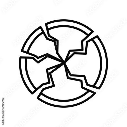 Broken Circle: A visually arresting image of a circular shape, fractured into segments, symbolizing a disruption or breakdown of unity, stability, and cohesion.