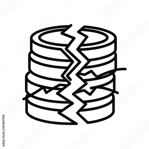 Data Corruption: Depicting the breakdown of data storage, this illustration symbolizes loss, failure, and disruption of data.