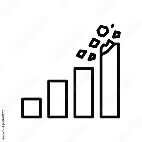 Decline Graph: A stark, graphic representation of a downward trend, depicting a graph collapsing, symbolizing the potential for failure or the deterioration of key metrics.