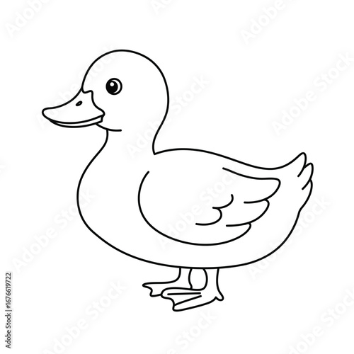 a black and white duck outline on a white background