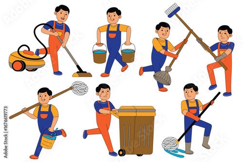 house cleaner character profession illustration