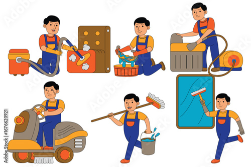 house cleaner character profession illustration