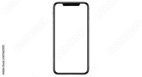 Modern Smartphone Blank Screen Mockup Black Background Isolated