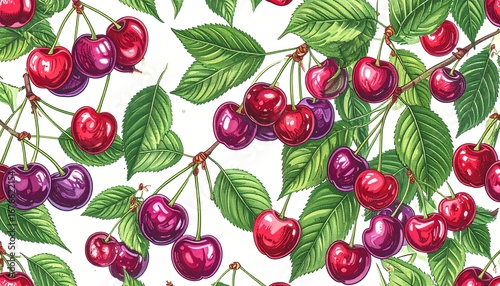 Cherries and leaves pattern