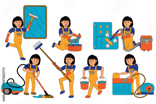 house cleaner character profession illustration