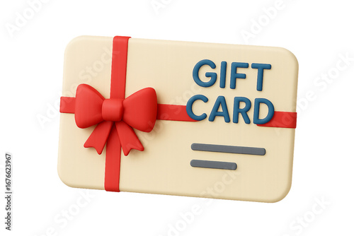 Gift card with red bow promotional offer design
