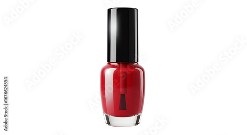 Vibrant Red Nail Polish Bottle Cosmetic Beauty Product