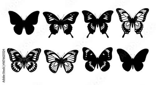 Vector art of collection of butterfly silhouettes for design use for POD