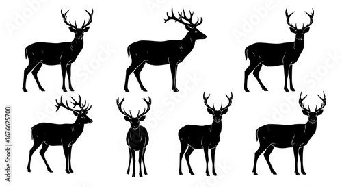 Vector art of silhouette of deer, vector illustration for design use for POD