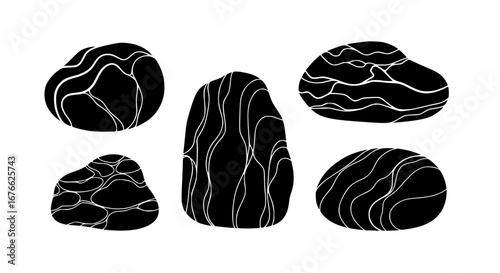 Vector art of set of black stones for design elements for POD