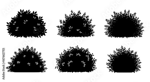 Vector art of set of shrub silhouettes for design and decoration for POD