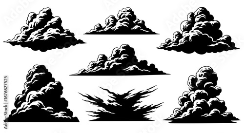 Vector art of cloud silhouette set for logo or other design for POD