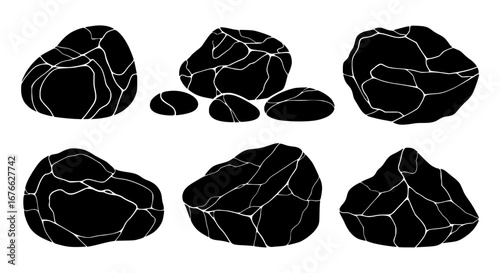Vector art of collection of stones with cracks for decoration for POD