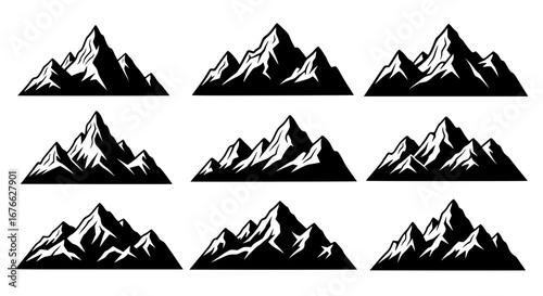 Vector art of mountain range silhouettes for logo or travel concept for POD