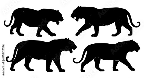 Vector art of tiger silhouette, a powerful and majestic predator in nature for POD