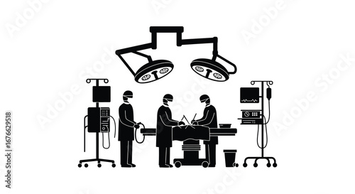 Medical team performing surgery in hospital operating room