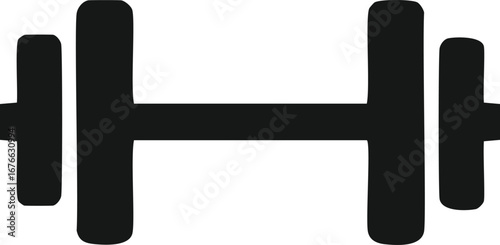 Black dumbbell icon with rounded ends weight fitness