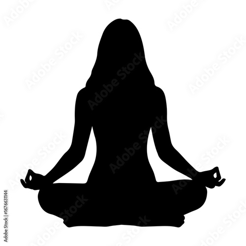 Woman meditation vector silhouette