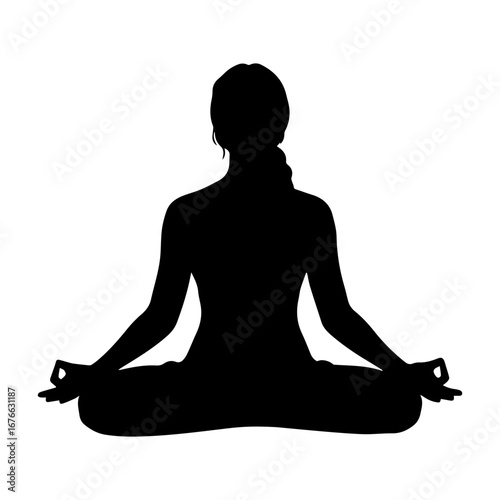 Woman meditation vector silhouette