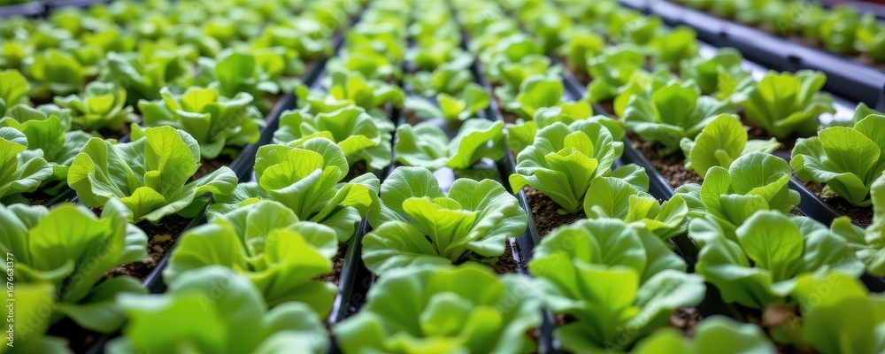 Fototapeta premium close up of hydroponic lettuce roots with digital monitoring of nutrients, automated irrigation system, smart farming system for sustainable and efficient crop production