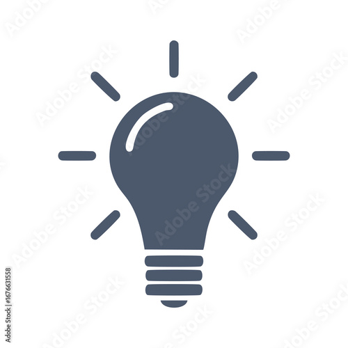 Blue light bulb with radiating lines idea innovation